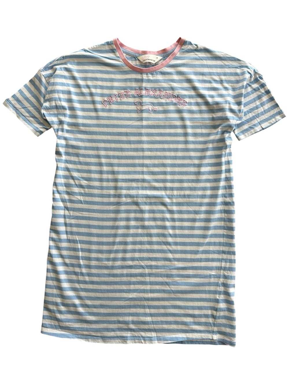Peter Alexander Nightgown Night Dress Sleep Shirtdress Blue White Stripe Small